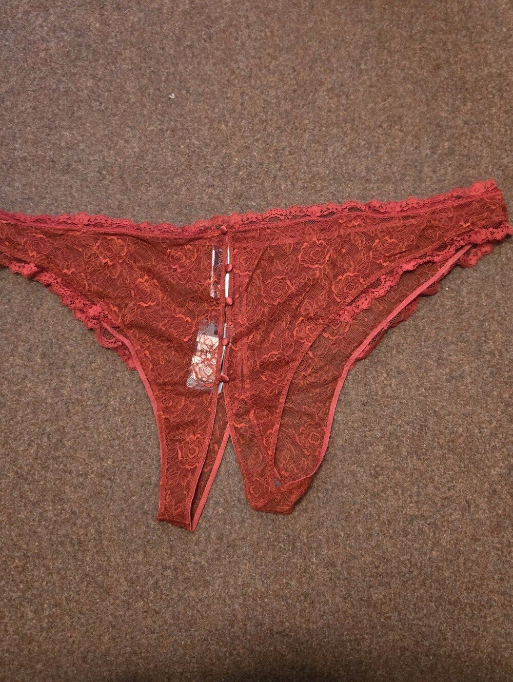 New! Fox & Royal Gia Cless Panty In Garnet Size 22 Lace Sheer No Crotch